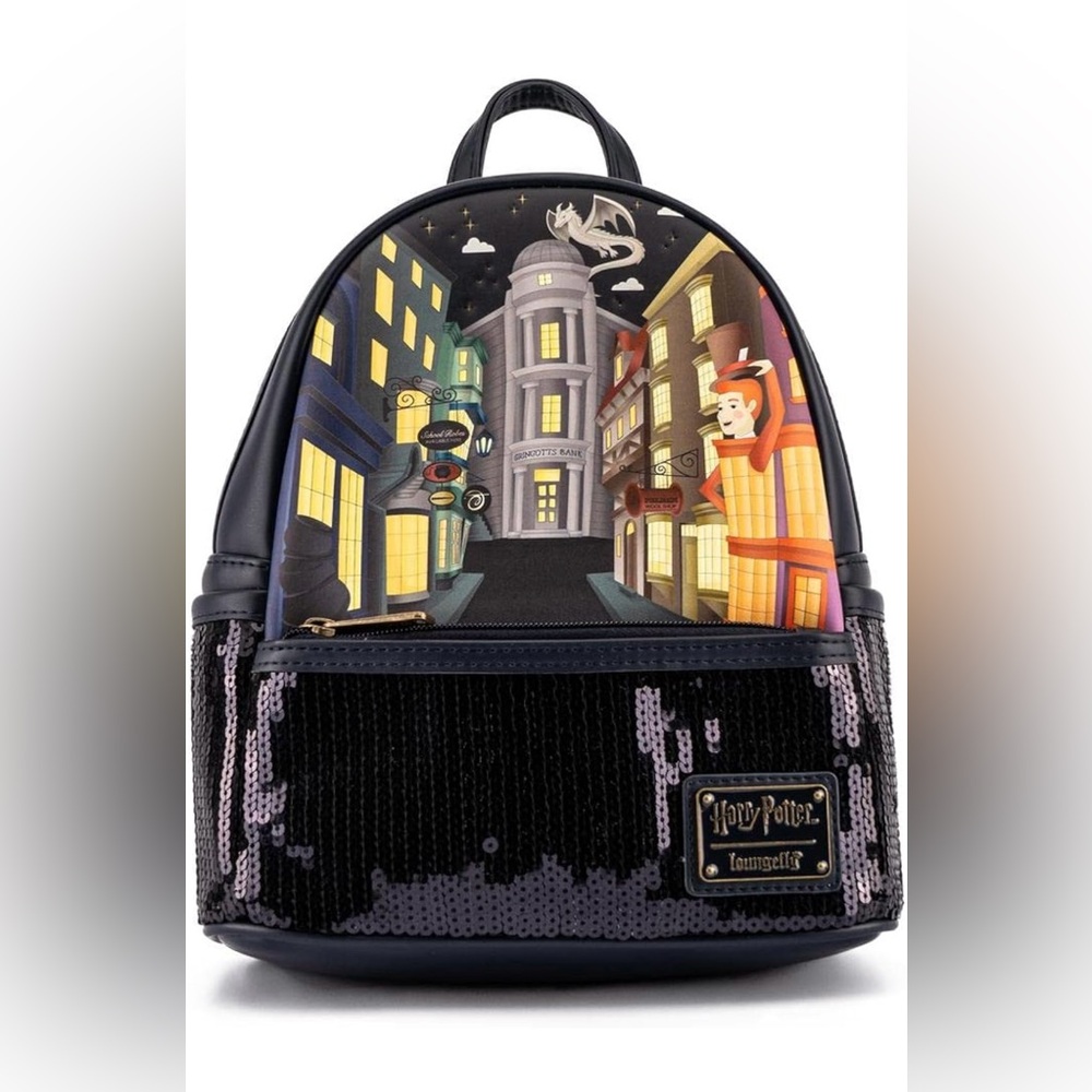 Loungefly Harry Potter Diagon Alley Sequin Mini Backpack New